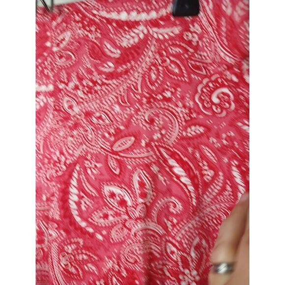 Talbots Woman 8 Pants Cropped Heritage Pink Paisley Side Zip Straight Leg - Picture 3 of 8